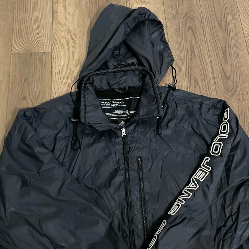 RL Ralph‎ Lauren Polo Jean Company Y2K Spellout Windbreaker Jacket Black